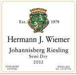 Hermann J. Wiemer - Johannisberg Riesling Finger Lakes Semi-Dry 2021 (750ml)